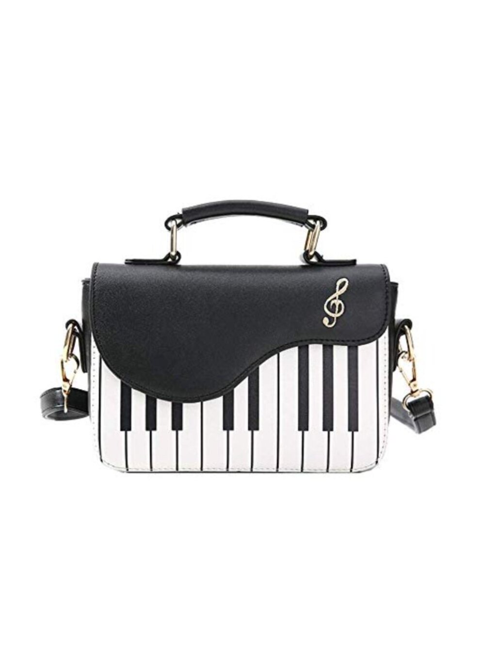 Piano Music Notes PU Leather Shoulder Tote Bag Purse Crossbody